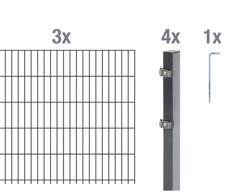 Ensemble de base de panneaux rigides double fil Alberts 6 m 200 x 80 cm, type: 6/5/6, anthracite