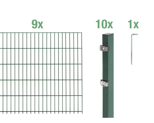 Ensemble de base de panneaux rigides double fil Alberts 18 m 200 x 120 cm, type: 6/5/6, vert