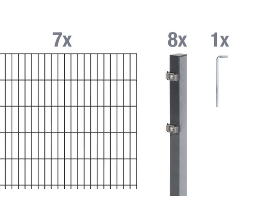 Ensemble de base de panneaux rigides double fil Alberts 14 m 200 x 100 cm, type: 6/5/6, anthracite Ensemble de base de panneaux rigides double fil Alberts 14 m 200 x 100 cm, type: 6/5/6, anthracite