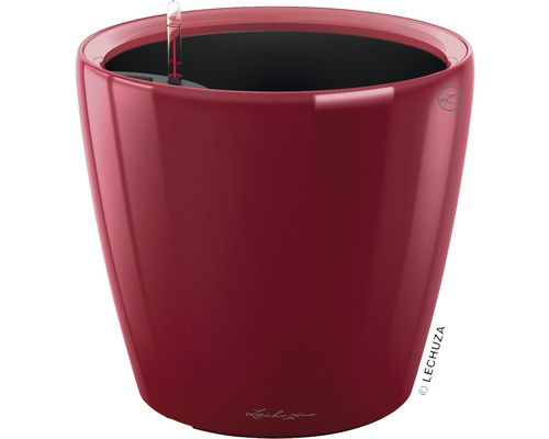 Pot de fleurs Lechuza Classico LS Ø 21 x h 20 cm rouge avec système d'arrosage en terre insert pour plantes substrat indicateur de niveau d'eau