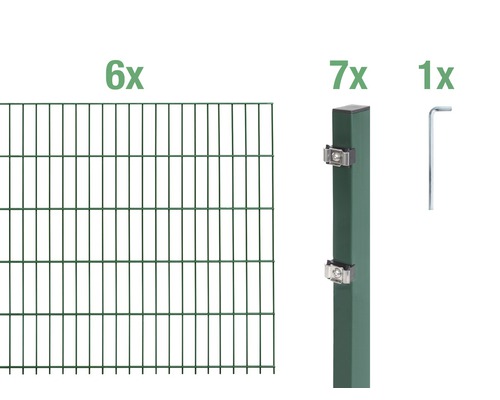 Kit de base de panneaux rigides double fil Alberts 12 m 200 x 100 cm, type: 6/5/6, vert