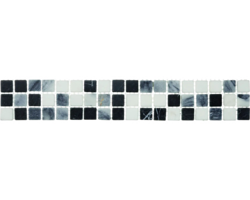 Frise en pierre naturelle MC4 anthracite 30.5x4.8 cm Carreaux de mosaïque en verre, carrés, noirs et blancs