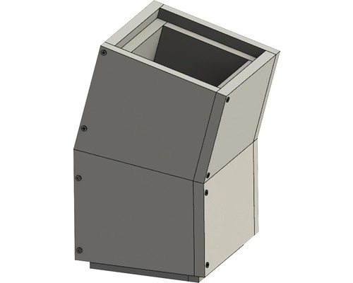 Courbe 15° Furado F avec dimensions intérieures 21x21cm Dimensions extérieures 31x31cm Boîte aux lettres cubique en bois