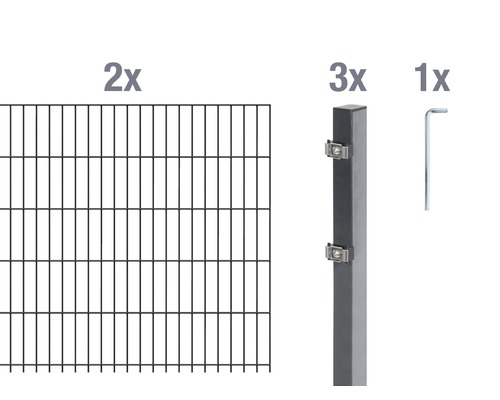 Ensemble de base de panneaux rigides double fil Alberts 4 m 200 x 120 cm, type: 6/5/6, anthracite