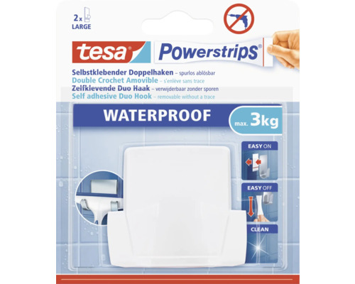 tesa® Powerstrips Doppel-Klebehaken Wave weiss Waterproof