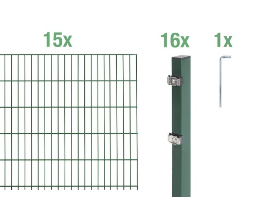 Ensemble de base de panneaux rigides double fil Alberts 30 m 200 x 80 cm, type: 6/5/6, vert Ensemble de base de panneaux rigides double fil Alberts 30 m 200 x 80 cm, type: 6/5/6, vert
