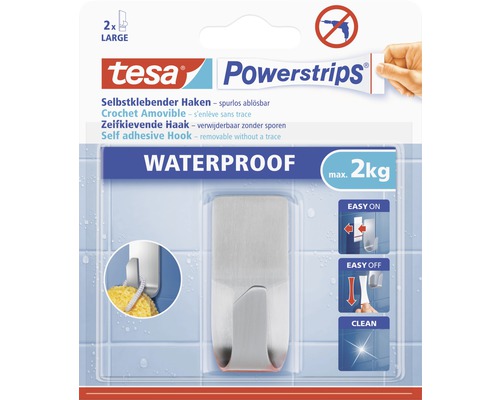 tesa® Powerstrips Klebehaken Zoom edelstahl Waterproof