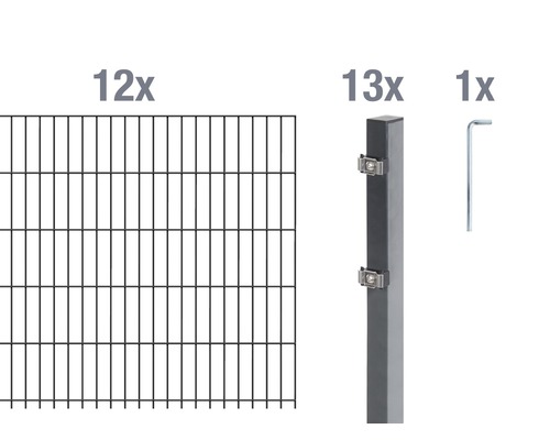 Ensemble de base de panneaux rigides double fil Alberts 24 m 200 x 100 cm, type: 6/5/6, anthracite Ensemble de base de panneaux rigides double fil Alberts 24 m 200 x 100 cm, type: 6/5/6, anthracite