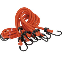 Orangefarbene Gummiseile mit Haken zur Ladungssicherung