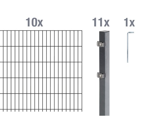 Ensemble de base de panneaux rigides double fil Alberts 20 m 200 x 80 cm, type: 6/5/6, anthracite Ensemble de base de panneaux rigides double fil Alberts 20 m 200 x 80 cm, type: 6/5/6, anthracite