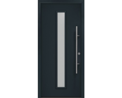 Porte d'entrée EcoStar ISOPRO Secur IPS 020S 1100 x 2100 mm droite RAL 7016 gris anthracite avec ensemble de ferrures, poignée barre en acier inoxydable, cylindre profilé de sécurité avec 5 clés