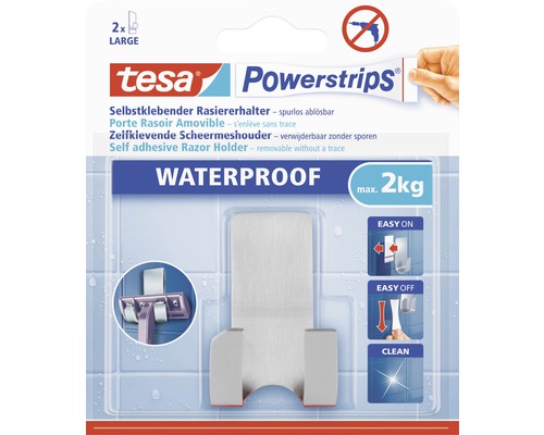 tesa® Powerstrips Rasierhalter Zoom edelstahl matt Waterproof