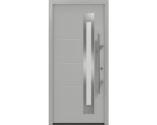 Haustür EcoStar ISOPRO Secur IPS 780S 1100 x 2100 mm Rechts RAL 9006 weissaluminium matt inkl. Beschlag-Set,Edelstahl Stangengriff,Sicherheitsprofilzylinder mit 5 Schlüsseln