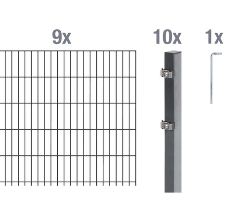 Ensemble de base de panneaux rigides double fil Alberts 18 m 200 x 80 cm, type: 6/5/6, anthracite Ensemble de base de panneaux rigides double fil Alberts 18 m 200 x 80 cm, type: 6/5/6, anthracite
