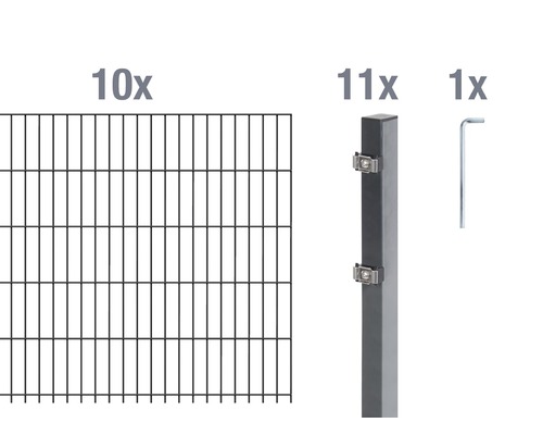 Ensemble de base de panneaux rigides double fil Alberts 20 m 200 x 100 cm, type: 6/5/6, anthracite Ensemble de base de panneaux rigides double fil Alberts 20 m 200 x 100 cm, type: 6/5/6, anthracite