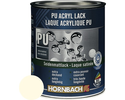 HORNBACH Buntlack PU Acryllack seidenmatt RAL 9001 cremeweiss 125 ml