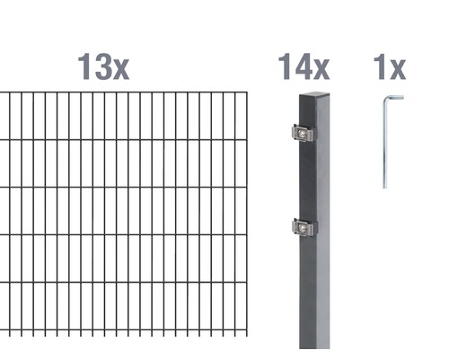 Ensemble de base de panneaux rigides double fil Alberts 26 m 200 x 80 cm, type: 6/5/6, anthracite Ensemble de base de panneaux rigides double fil Alberts 26 m 200 x 80 cm, type: 6/5/6, anthracite