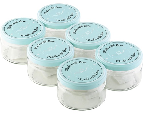 Sechs Einmachgläser mit Deckel