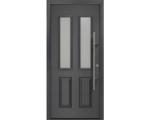 Porte d'entrée EcoStar ISOPRO Secur IPS 410S 1100 x 2100 mm droite CH703 anthracite metallic avec ensemble de ferrures, poignée barre en acier inoxydable, cylindre profilé de sécurité avec 5 clés