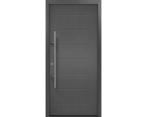 Porte d'entrée EcoStar ISOPRO Secur IPS 015 1100 x 2100 mm gauche CH703 anthracite metallic avec ensemble de ferrures, poignée barre en acier inoxydable, cylindre profilé de sécurité avec 5 clés