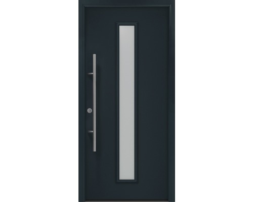 Porte d'entrée EcoStar ISOPRO Secur IPS 020S 1100 x 2100 mm gauche RAL 7016 gris anthracite avec ensemble de ferrures, poignée barre en acier inoxydable, cylindre profilé de sécurité avec 5 clés