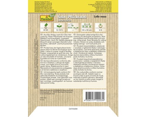 FloraSelf Sachet de graines de laitue Lollo Rossa