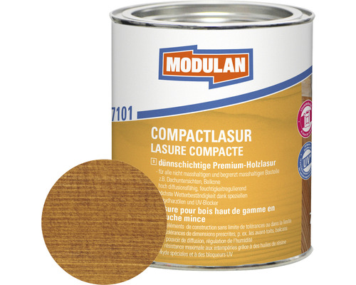 Lasure compacte MODULAN noyer 750 ml Pot de lasure pour bois Modulan Compactlasur avec exemple de couleur