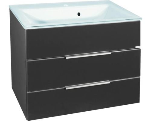 Armoire basse de lavabo Fackelmann Style anthracite 2 tiroirs