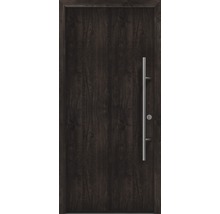 Holztür mit Edelstahlgriff