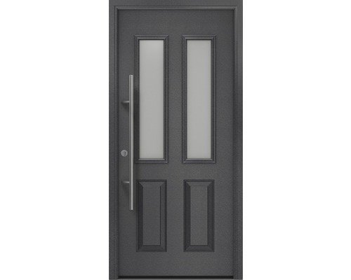 Porte d'entrée EcoStar ISOPRO Secur IPS 410S 1100 x 2100 mm gauche CH703 anthracite metallic avec ensemble de ferrures, poignée barre en acier inoxydable, cylindre profilé de sécurité avec 5 clés