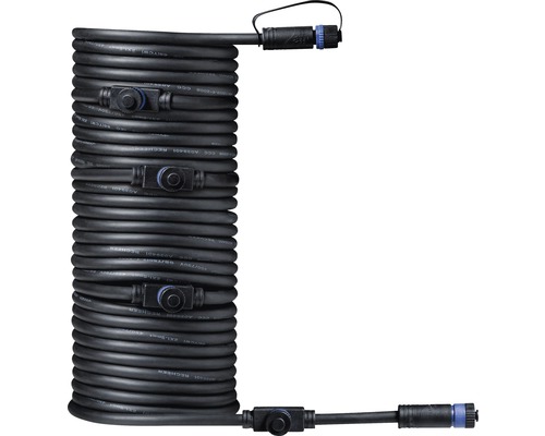 Paulmann Plug & Shine Kabel IP68 mit 5 Anschlussbuchsen schwarz 10 m Schwarzes Verbindungskabel mit mehreren Anschlüssen