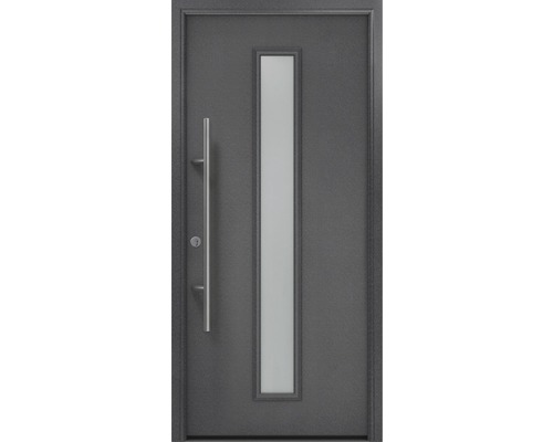 Porte d'entrée EcoStar ISOPRO Secur IPS 020S 1100 x 2100 mm gauche CH703 anthracite metallic avec ensemble de ferrures, poignée barre en acier inoxydable, cylindre profilé de sécurité avec 5 clés