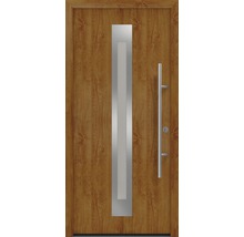 Porte d''entrée avec partie vitrée et poignée barre