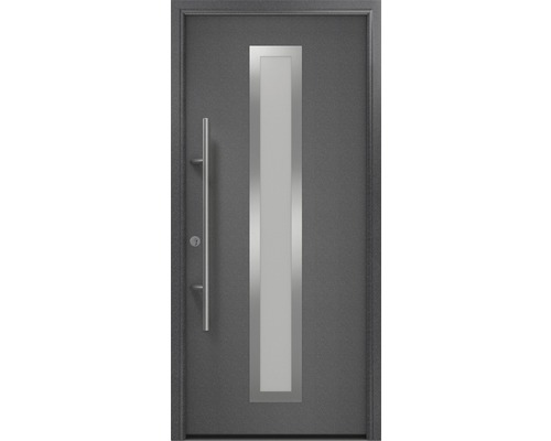 Porte d'entrée EcoStar ISOPRO Secur IPS 700S 1100 x 2100 mm gauche CH703 anthracite metallic avec ensemble de ferrures, poignée barre en acier inoxydable, cylindre profilé de sécurité avec 5 clés