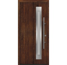 Porte d''entrée avec poignée et élément en verre