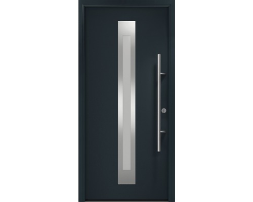 Porte d'entrée EcoStar ISOPRO Secur IPS 770S 1100 x 2100 mm droite RAL 7016 gris anthracite avec ensemble de ferrures, poignée barre en acier inoxydable, cylindre profilé de sécurité avec 5 clés