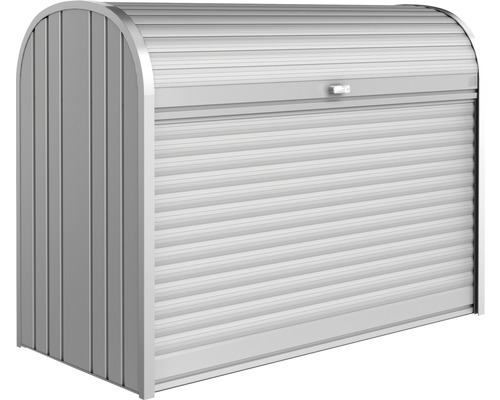 Cache-poubelle métallique avec volet roulant