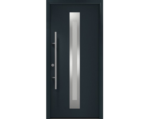 Porte d'entrée EcoStar ISOPRO Secur IPS 770S 1100 x 2100 mm gauche RAL 7016 gris anthracite avec ensemble de ferrures, poignée barre en acier inoxydable, cylindre profilé de sécurité avec 5 clés