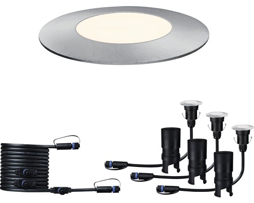 Paulmann Plug & Shine LED Einbauleuchten Ergänzungsset Floor Mini IP65 3x2,5W 3x95 lm 3000 K warmweiss Ø 55/40 mm silber 230/24V 3 Stück