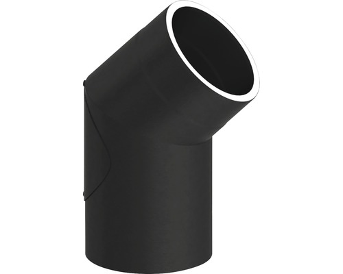 Jeremias Iso-Line Winkel mit 15 mm Isolierung 45° mit Tür Ø150 mm schwarz Rohrbogen mit einem Winkel von 45 Grad für die Installation von Rohrsystemen.