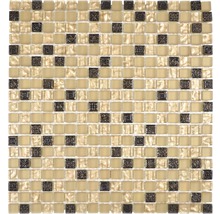 Mosaikfliese mit quadratischen, braunen und beigen Steinen