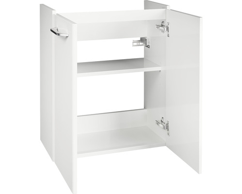 Waschtischunterschrank mit zwei offenen Türen und zwei Einlegeböden