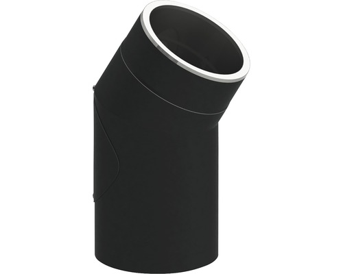 Jeremias Iso-Line Winkel mit 15 mm Isolierung 30° mit Tür Ø150 mm schwarz Schwarzer Rohrbogen für die Installation
