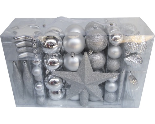 104er-Pack Weihnachtsbaumkugeln Lafiora mix silber