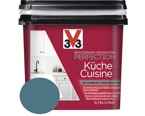 Renovierung V33 Perfection Küche petrol 750 ml 3V3 Perfection Küchenfarbe im Eimer für Küchenrenovierung