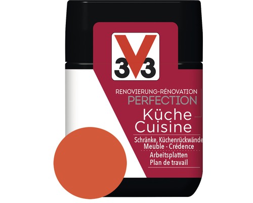 Rénovation Perfection cuisine vert Espelette 75 ml V33 peinture pour cuisine pour armoires, crédences et plans de travail