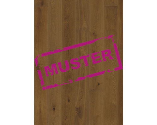 Échantillon parquet Ter hürne brun cannelle chêne plancher de maison de campagne brossé 2390 x 200x 13 mm