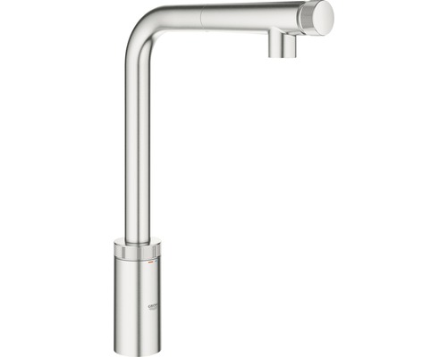 Robinet de cuisine avec douchette GROHE Minta SmartControl supersteel mat 31613DC0