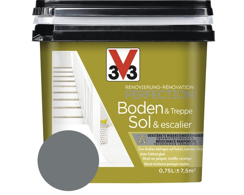 Renovierung V33 Perfection Boden und Treppe karbonatgrau 750 ml Eimer Bodenfarbe und Treppenfarbe