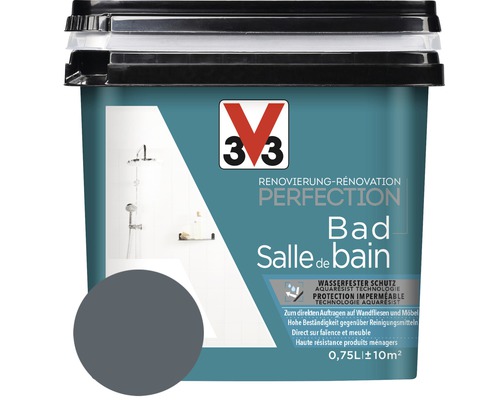 Rénovation Perfection salle de bains anthracite 750 ml Pot de peinture salle de bain Perfection de 3V3 pour carreaux muraux et meubles